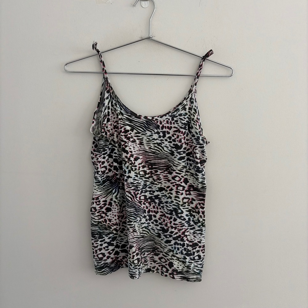 Ocean Pacific Womens Animal Print Cami Tank Top Large Multicolor Leopard Print